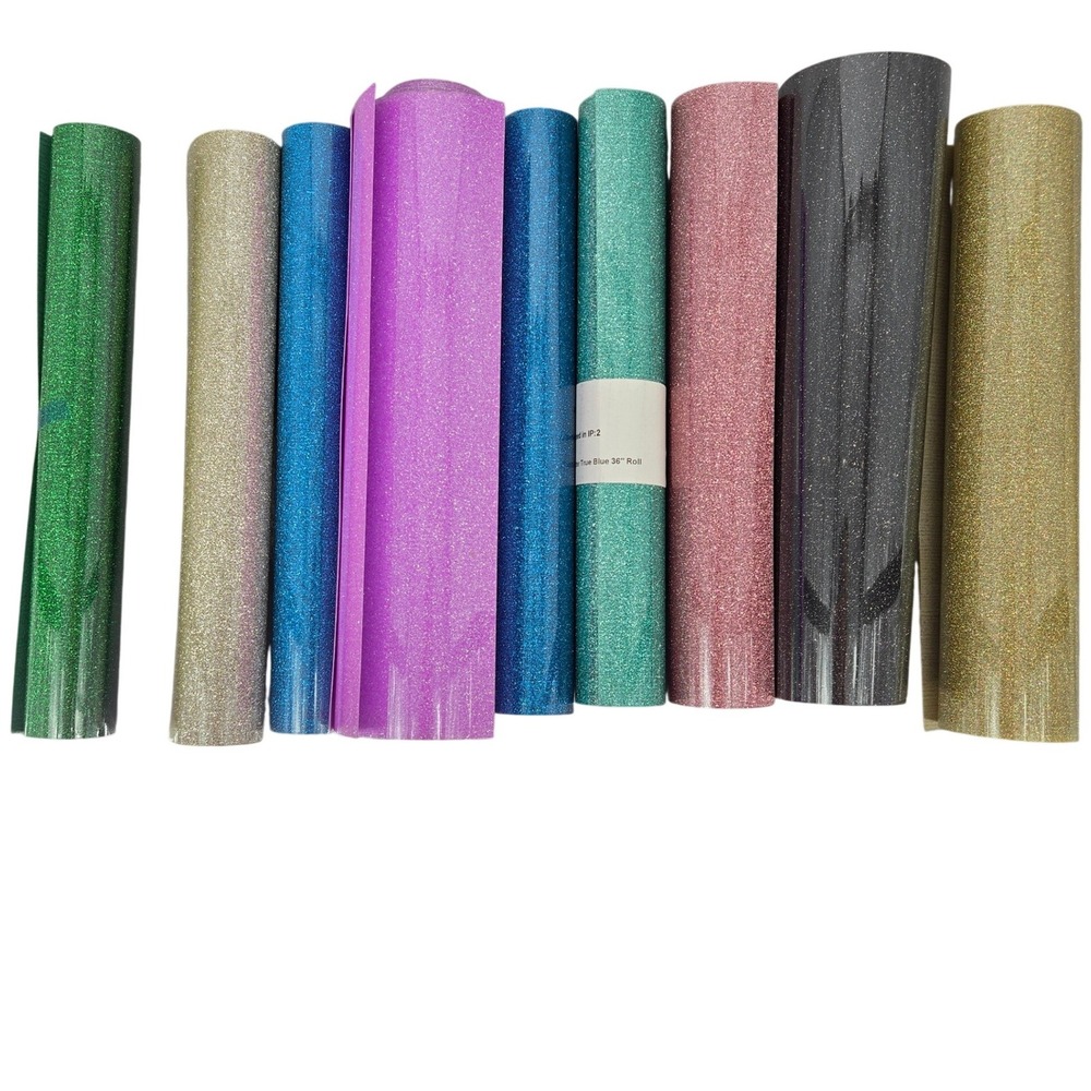 Stahls 10 Roll Assorted Glitter Flake HTV Heat Transfer Vinyl Craft Bundle